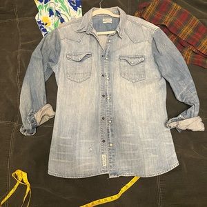 All Saints Hamer Western Workwear Heavy Denim Shirt. Slim Fit.